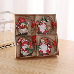 12pcs Wooden Christmas Ornaments Faceless Old Man Pendant Box