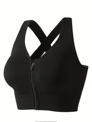 Front Zipper Sports Bra Quick Drying Workout Yoga Bra