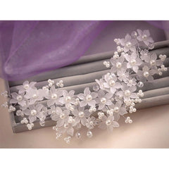 Hand Wired Pearls Crystal Flowers Headband Wedding Tiara