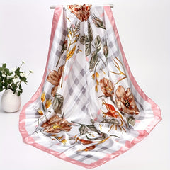 Silk Satin Geometric Bandana Scarf 88.9cm Square Lightweight
