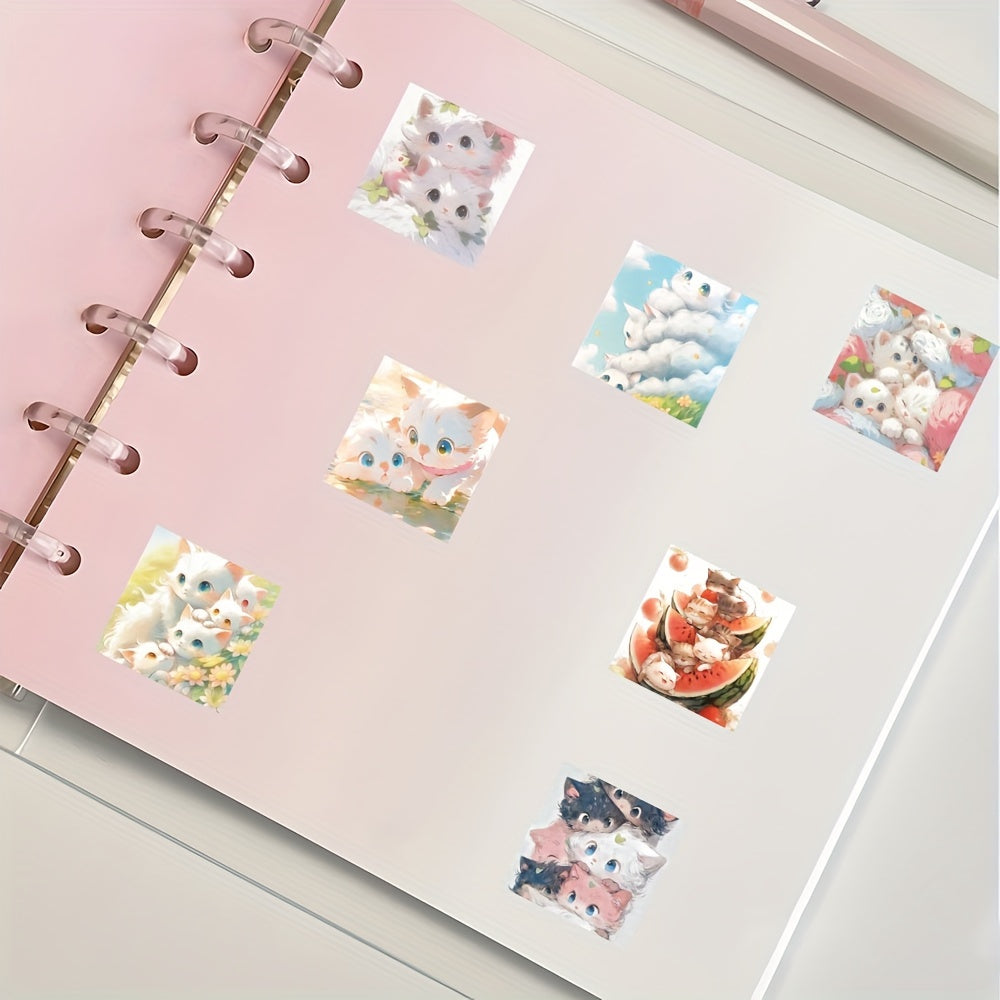 48pcs Cats Pvc Animal Stickers Water Bottle Laptop Phone Bike Car Stationery
