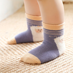 5pairs Baby Girls Sheep Pattern Socks Soft Crew Socks For All Seasons