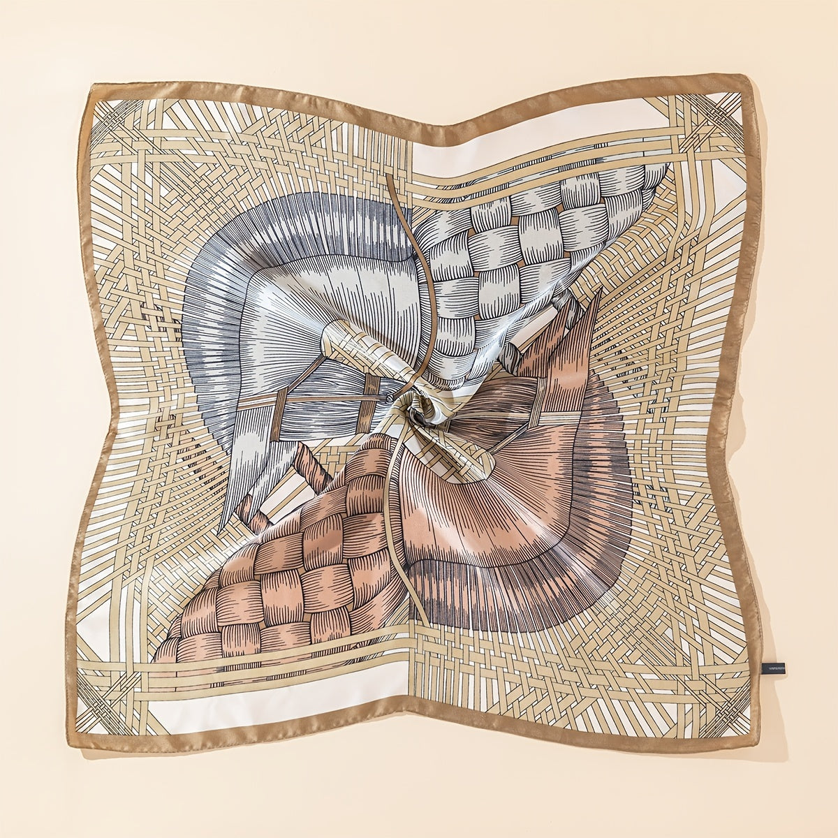 Square Bandana Two Tone Geometric Pattern Lightweight Scarf For Women