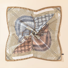 Square Bandana Two Tone Geometric Pattern Lightweight Scarf For Women