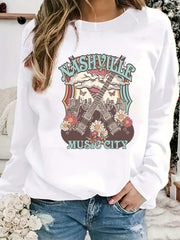 Nashville Music City Print Sweatshirt