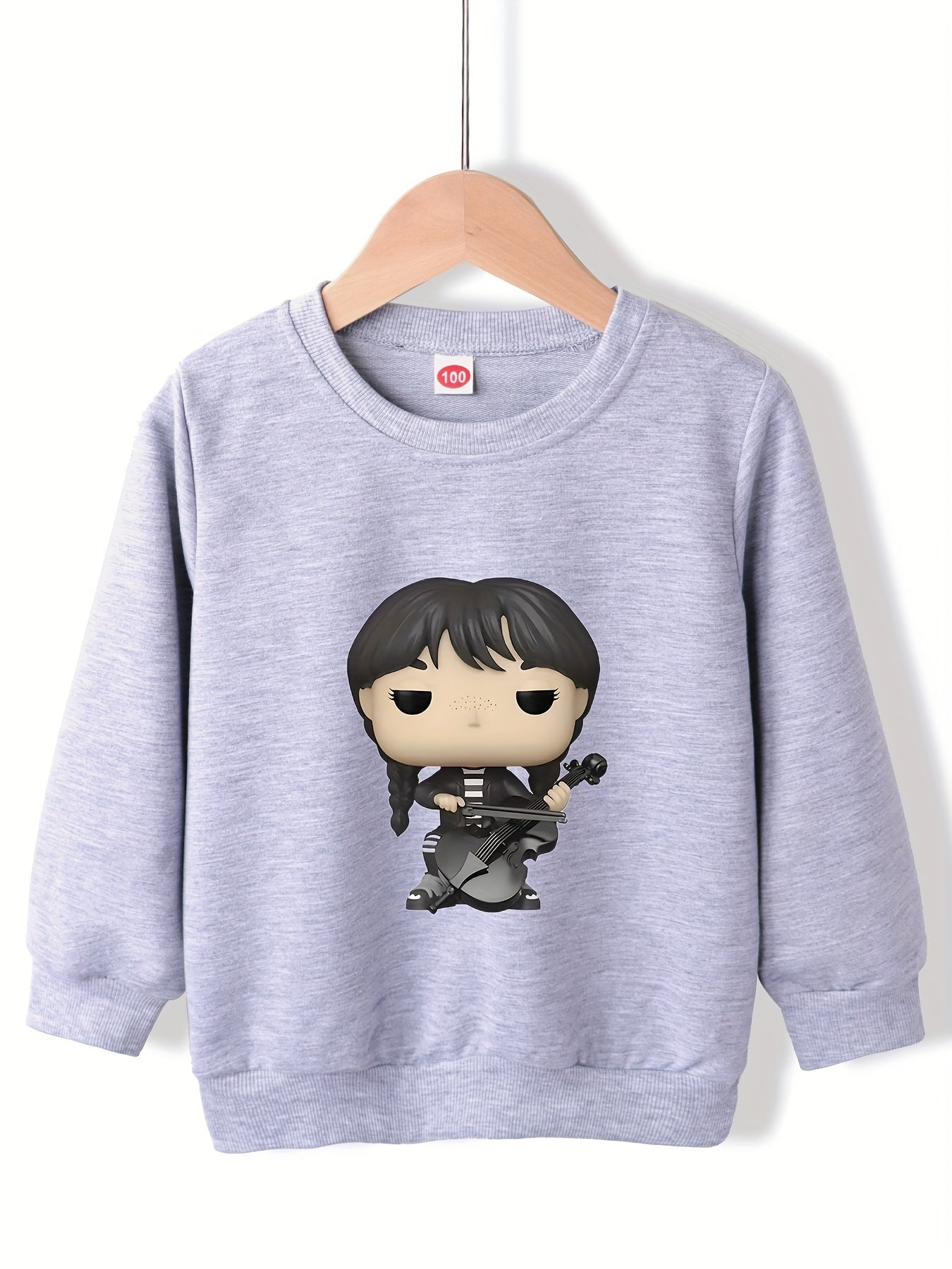 Cartoon Violin Girl Sweatshirt Top for Girls