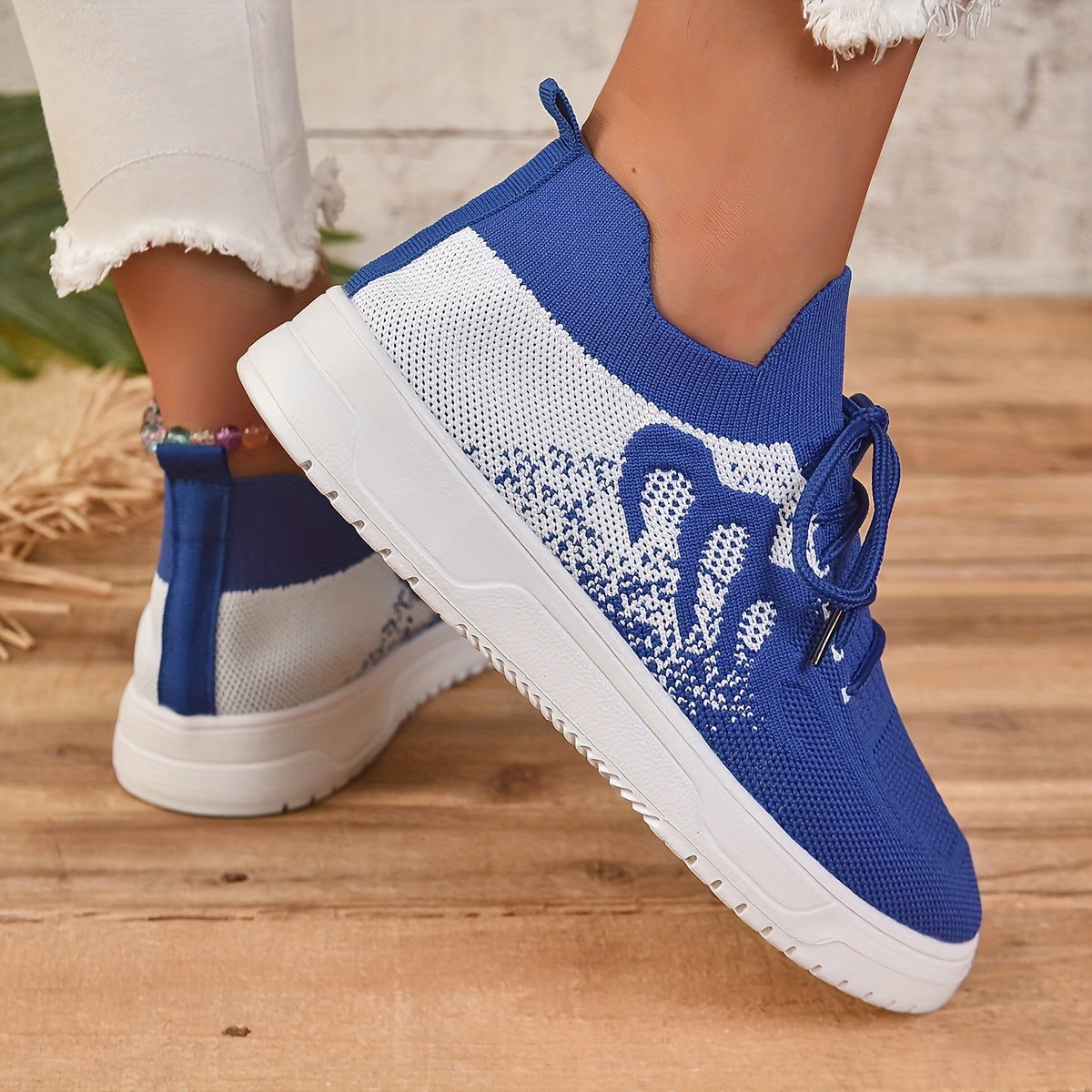 Women's Print Mesh Breathable Sports Shoes Lightweight Non slip Travel Shoes