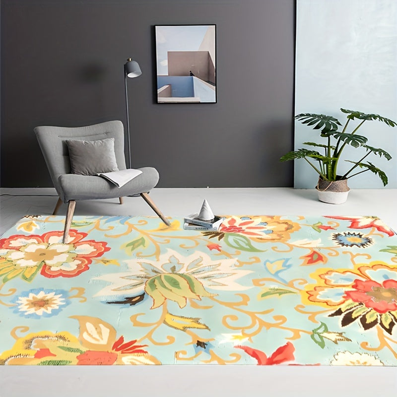 Floral Living Room Rug Area Rugs Machine Washable Non Slip Kitchen Rug