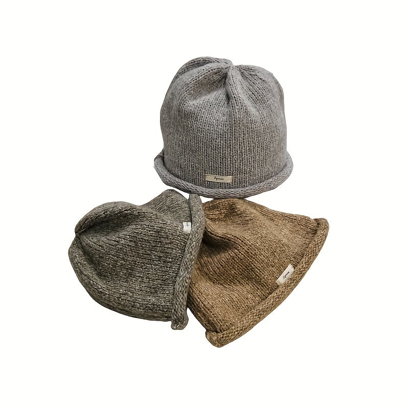 Winter Warm Knit Hat Thickened Beanie Unisex Skull Cap Lightweight Solid