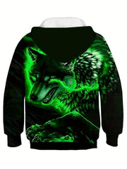 Stylish Wolf 3D Pattern Boys Sweatshirt Hoodie Spring Fall Outdoor Tops