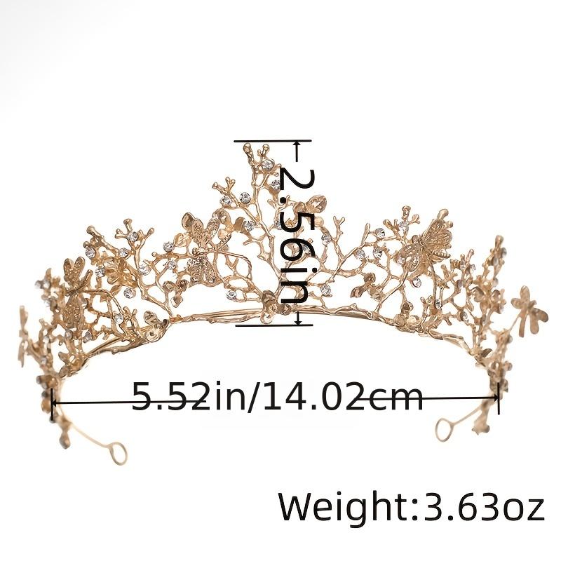 Vintage Golden Dragonfly Tiara Whimsical Fairy Crown Bridal Floral Tiara