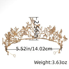 Vintage Golden Dragonfly Tiara Whimsical Fairy Crown Bridal Floral Tiara