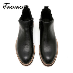 FARWARWO Zipper Chelsea Boots Men's Leather Formal