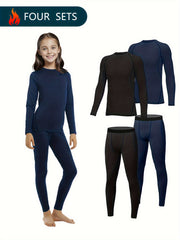 2pcs Kids Warm & Slim Activewear Set Long Sleeve Top Pants Set Gift