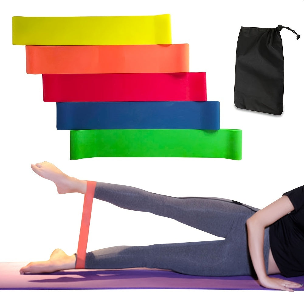 5pcs 5 Level Elastic Resistance Band for Home Gym & Yoga with Storage Bag