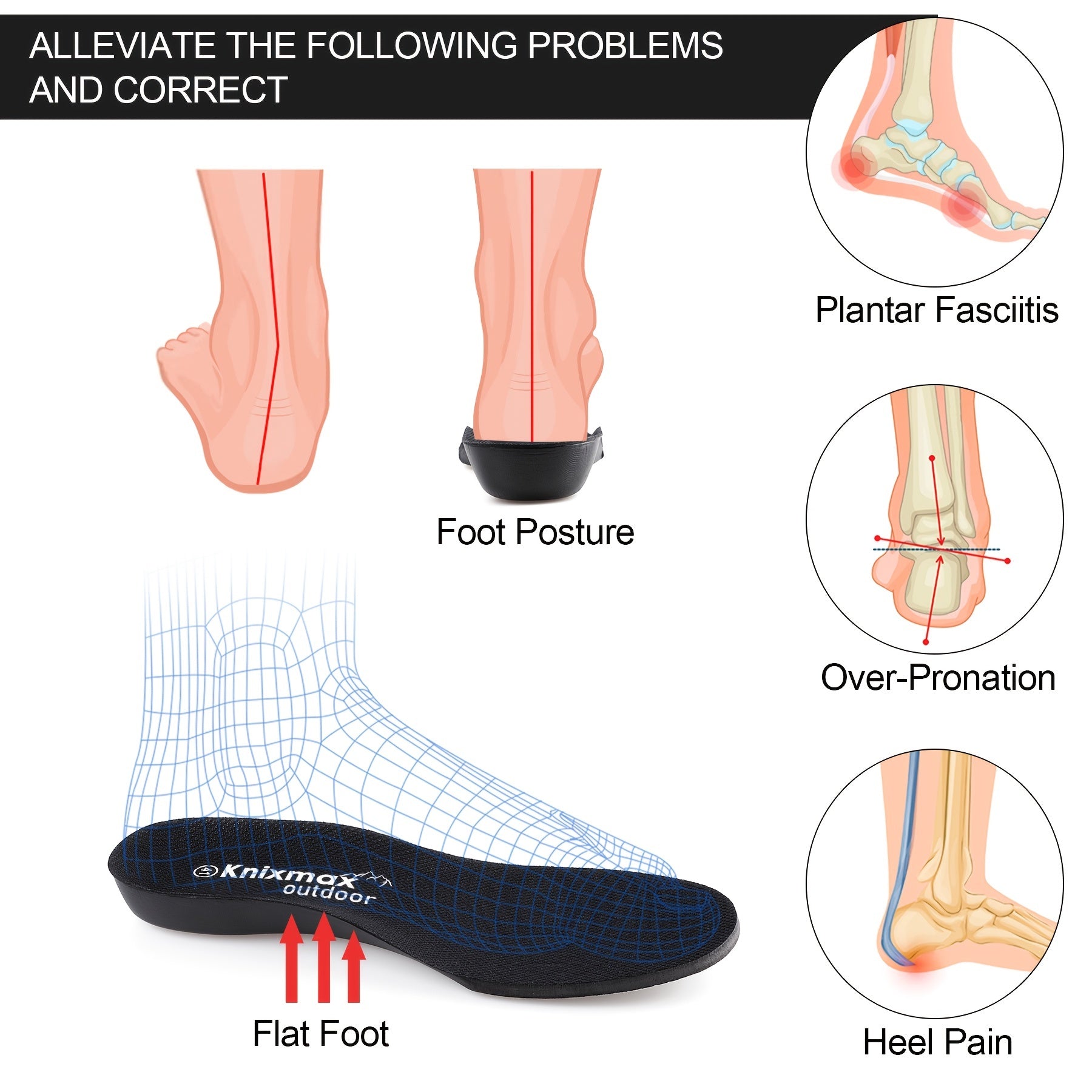 Orthopedic Outdoor Insoles for Hiking, Walking, Running