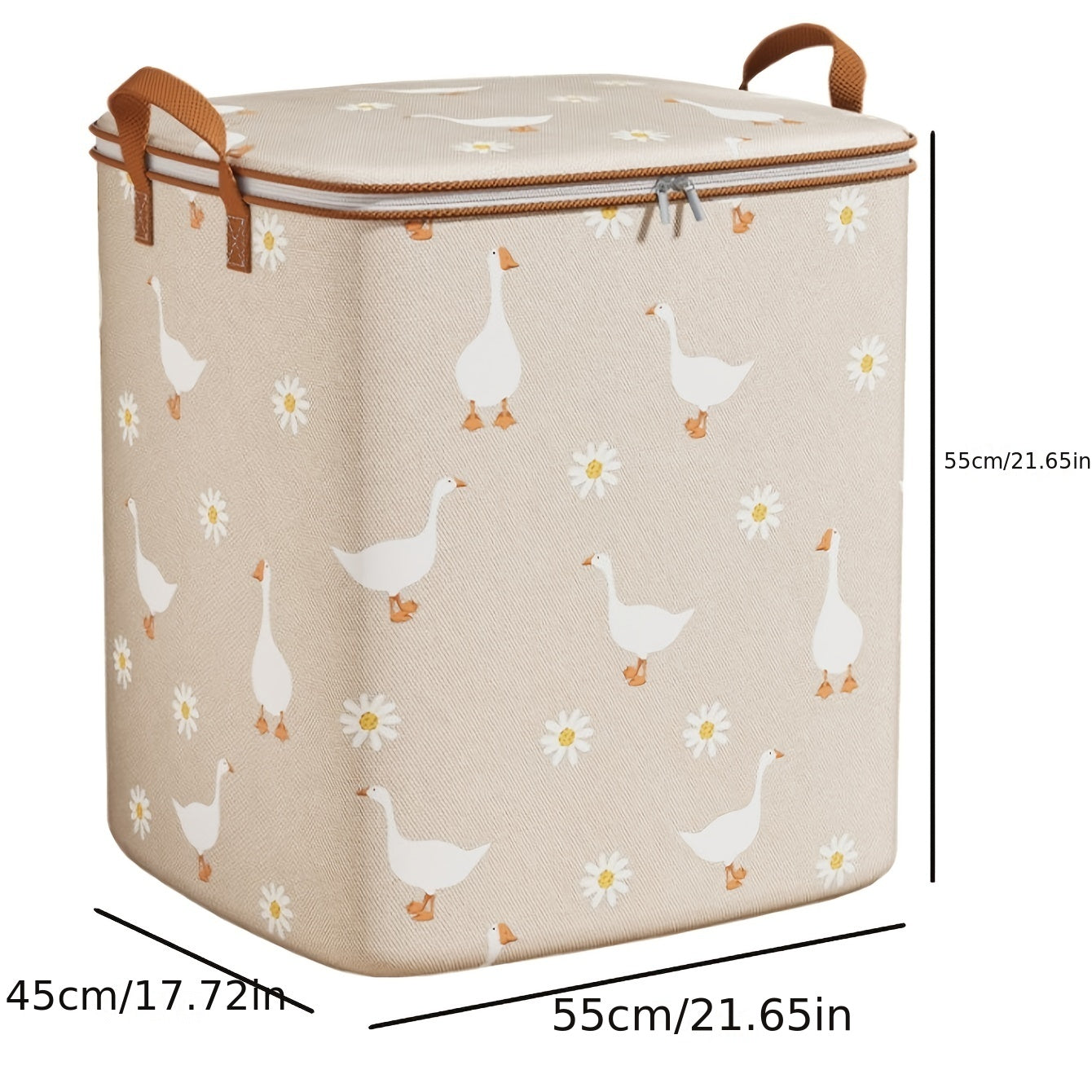 Daisy & Goose Pattern Storage Box Lightweight Zipper Organizer