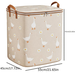 Daisy & Goose Pattern Storage Box Lightweight Zipper Organizer