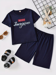 Boys Imagine Outfit Shorts & T-shirt Short Sleeves Crew Neck Casual Summer Kids