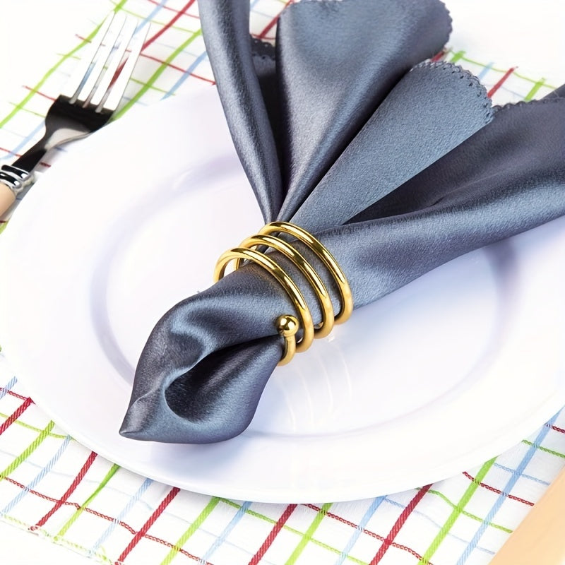 4pcs Golden Napkin Ring Round Napkin Holder For Wedding Dinner Table