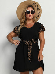 Leopard Print Mini Dress Women's Boho Mini Dress