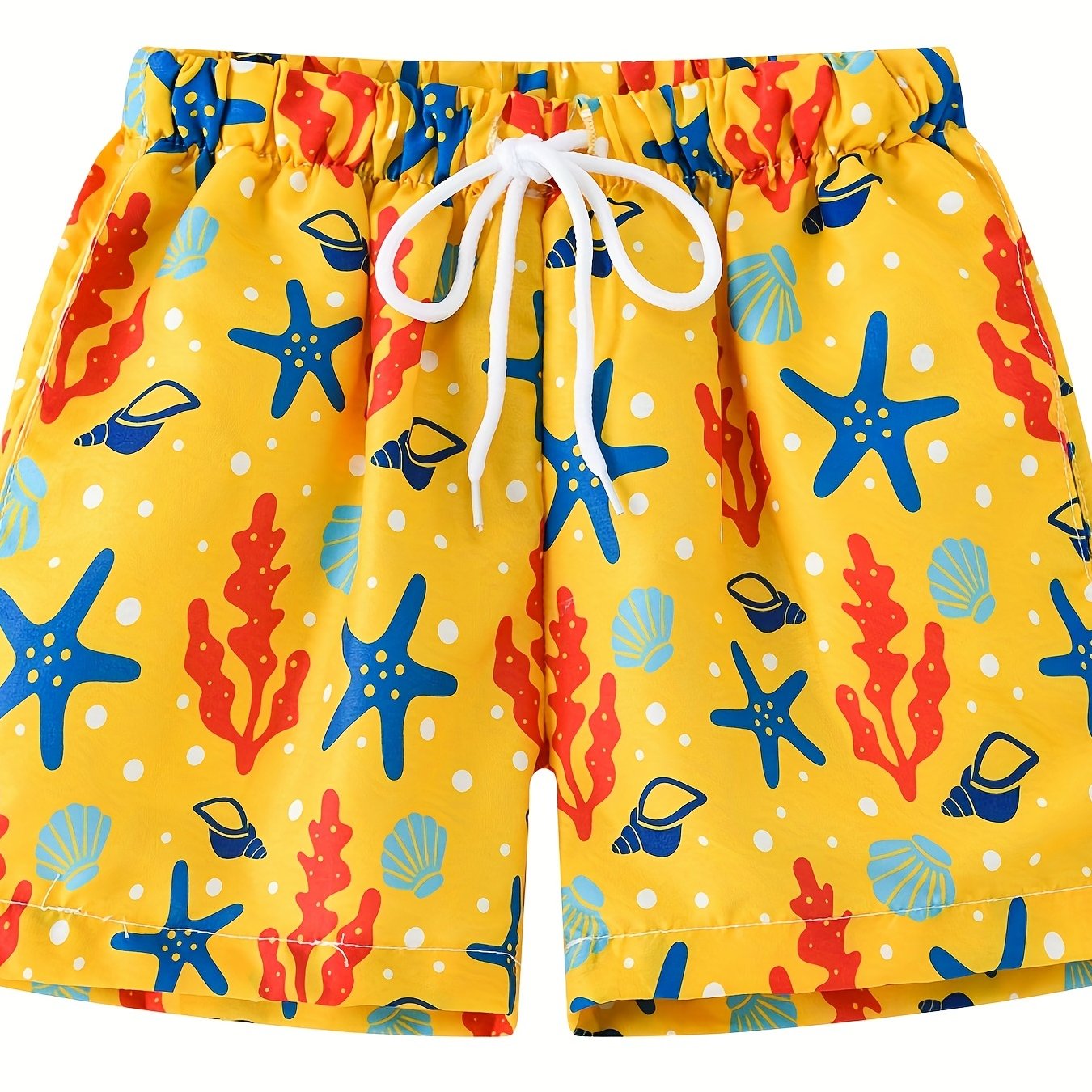 Toddler Boys Starfish Shell Casual Drawstring Waist Shorts Swim Trunks