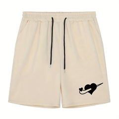 Men's Love Graphic Drawstring Shorts for Workout Fitness