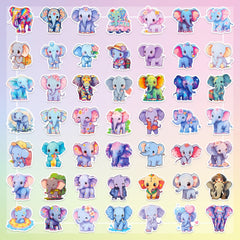 50pcs Cartoon Elephant Waterproof Vinyl Animal Stickers