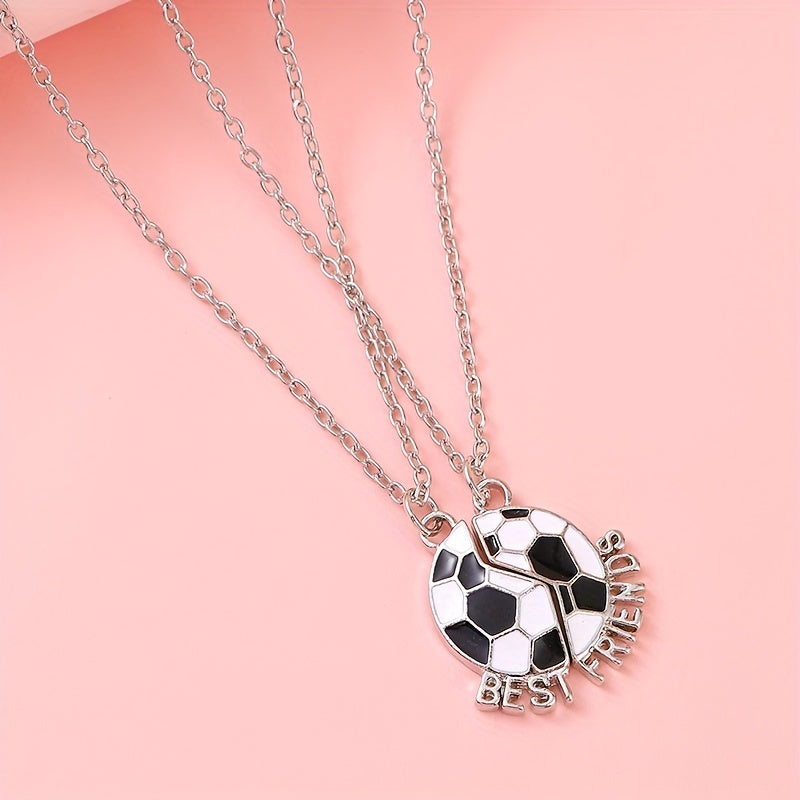 2pcs Cartoon Soccer BFF Pendant Necklace Gift for Girls Friends