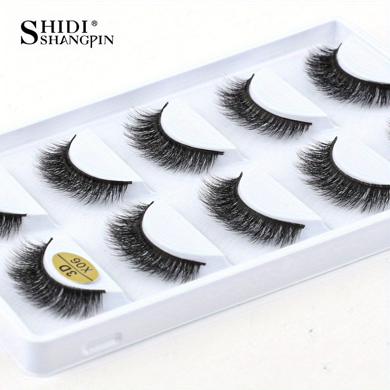 5 Pairs False Eyelashes 3D Slender Wispy Soft Reusable Lashes