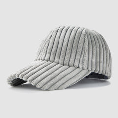 Casual Striped Teddy Thermal Baseball Cap