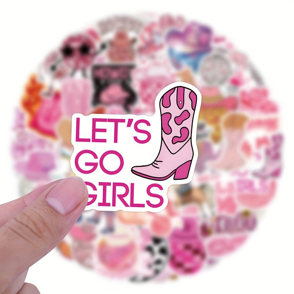 55pcs Disco Cowgirl Sticker Pack - Cowboy & Western Themed Vinyl Decals