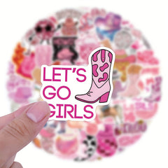 55pcs Disco Cowgirl Sticker Pack - Cowboy & Western Themed Vinyl Decals