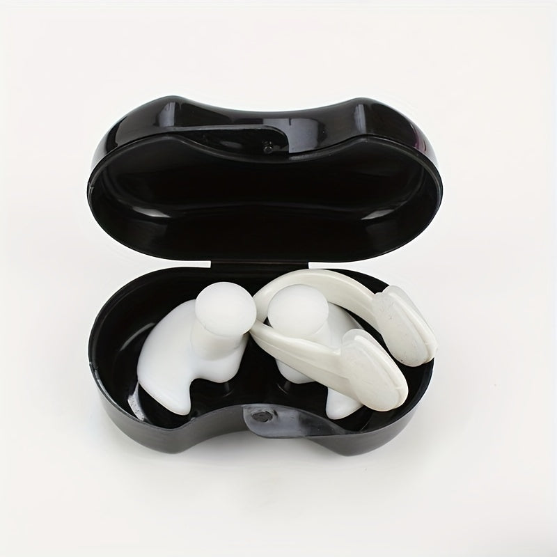 Swim Silicone Earplugs & Nose Clip Set for Water Sports