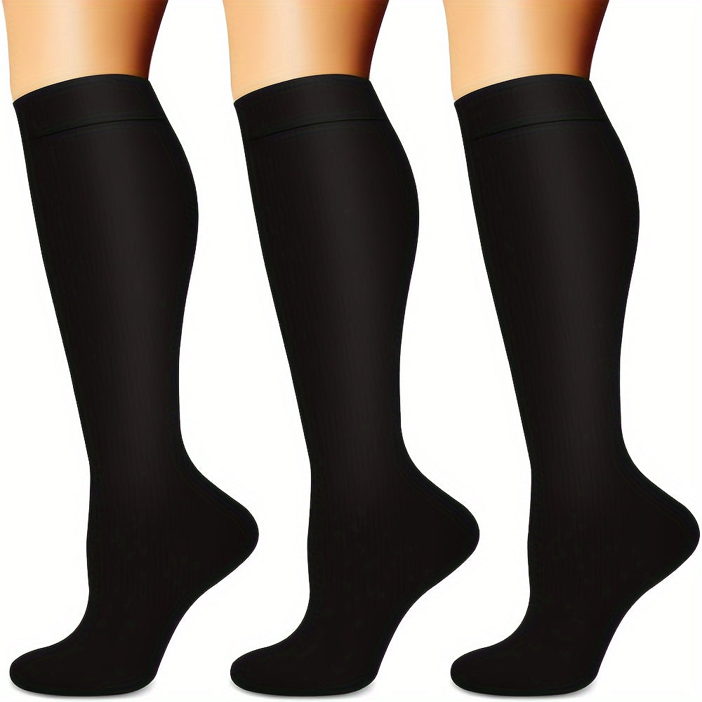 3 Pairs Copper Compression Socks 10-20mmHg Knee High for Women Men