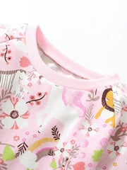 Girls Sweet Animal Graphic Long Sleeve Princess Dress
