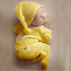 Baby Jumpsuit Photography Suit with Long-tailed Hat Set