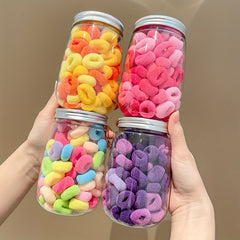 100pcs Candy Seamless Hair Elastics Ties Ponytail Holder