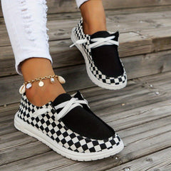 Breathable Checkerboard Loafers Lightweight Canvas Sneakers