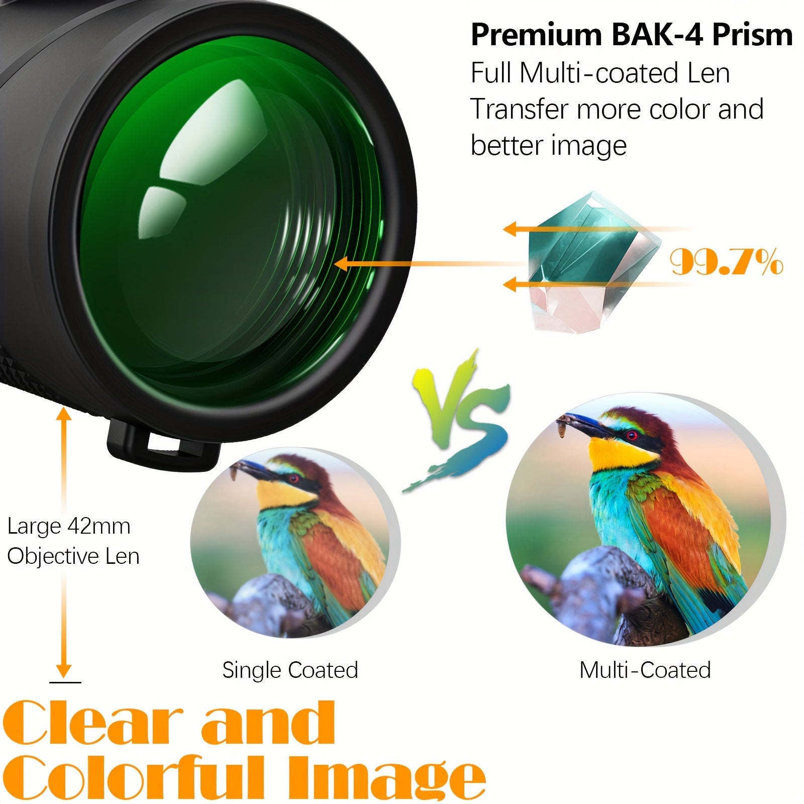 Compact 10x40 Monocular Telescope for Outdoor Camping