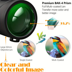 Compact 10x40 Monocular Telescope for Outdoor Camping