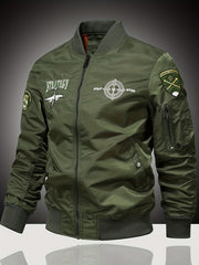 Embroidered Patch Men's Slim Fit Sports Jacket
