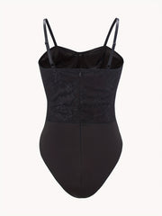 Solid Lace Cami Bodysuit Sexy V-neck Zip Back One Piece Bodysuit