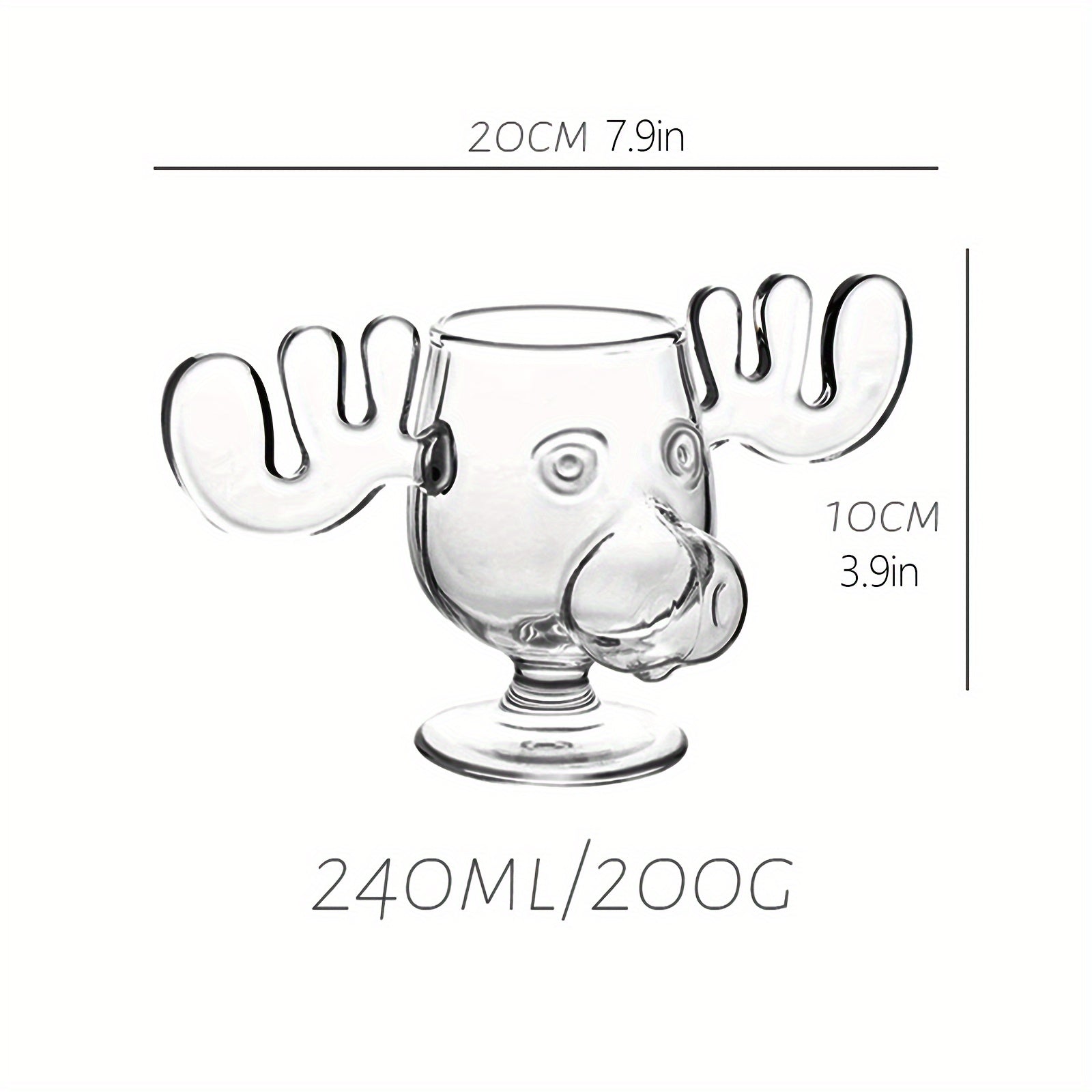 1pc Reindeer Wine Glass 240ml 8.4oz Clear Christmas Decorations