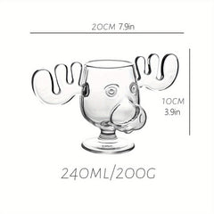1pc Reindeer Wine Glass 240ml 8.4oz Clear Christmas Decorations