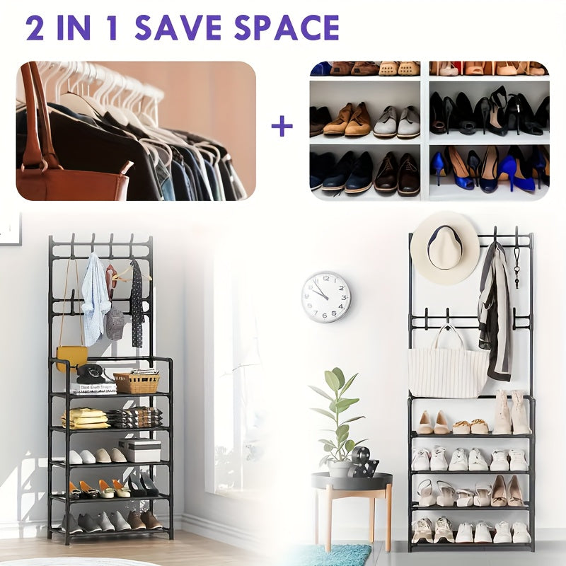 Standing Floor Coat Rack Shoes Rack Storage Rack Garment Rack