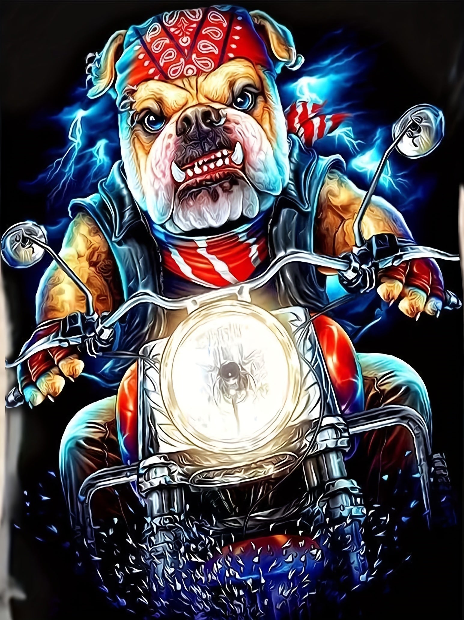 Men's 3D Dog Biker Print Tee for Summer Outdoors