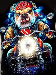 Men's 3D Dog Biker Print Tee for Summer Outdoors