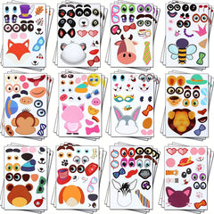 36 Sheets DIY Puzzle Stickers Animals Faces Jigsaw Educational Toys Kids