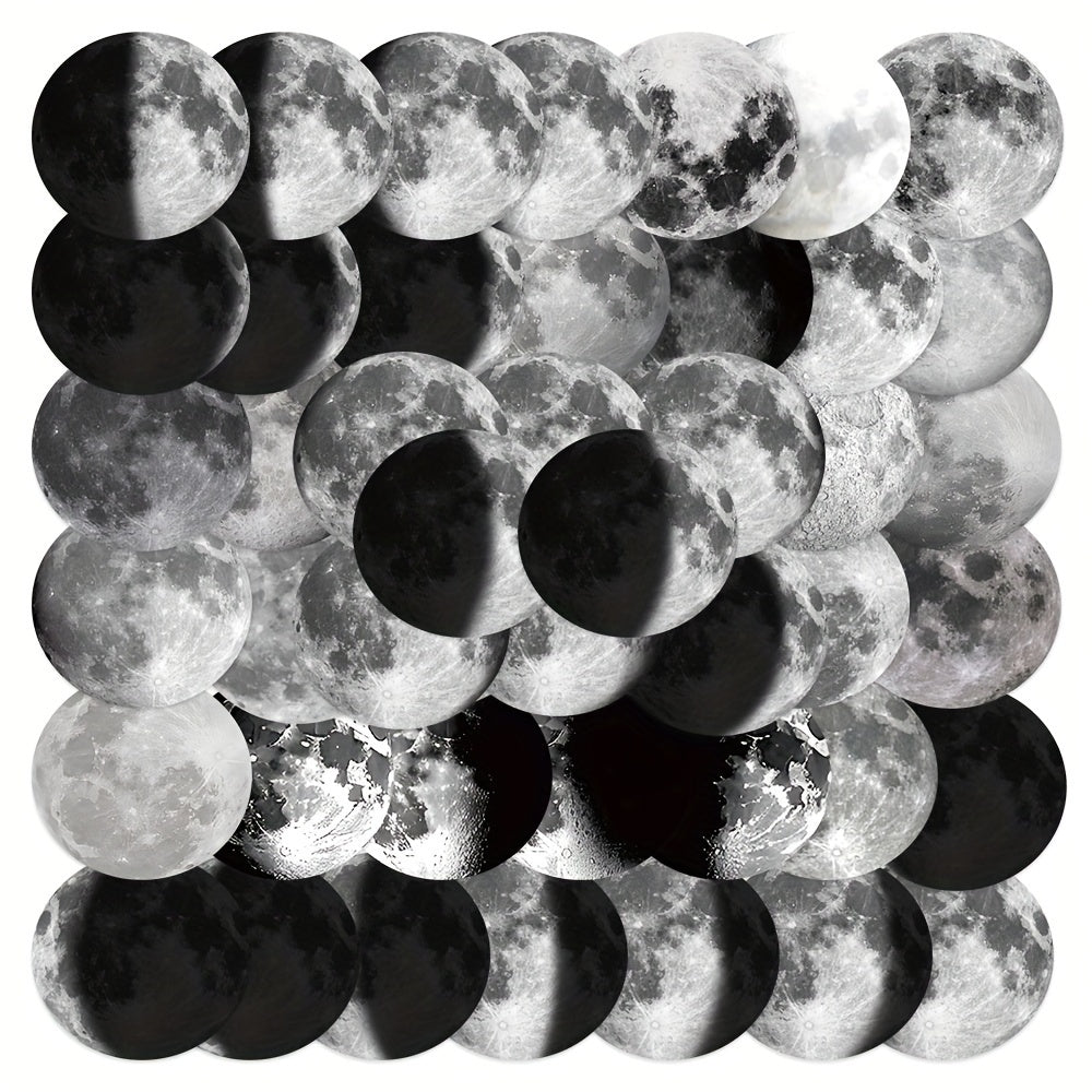 50pcs Moon Stickers Phone Case Laptop Water Cup Waterproof Decorative Stickers